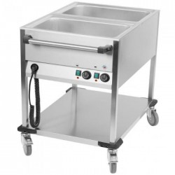 Bain marie sur chariot "Mobile" 2 cuves gastro GN1/1